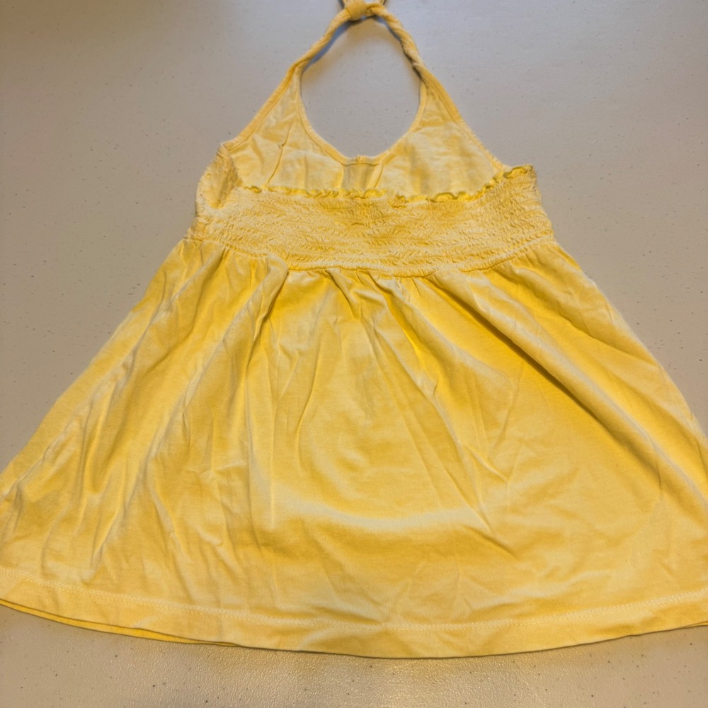 Y2K Boho Girls Large Yellow Eyelet Halter Babydoll Top Old Navy Summer coquette - Picture 4 of 6